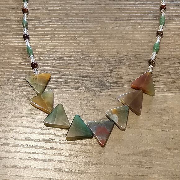 Vintage Artisan Triangle Stone Beaded Necklace Southwestern - Picture 13 of 13